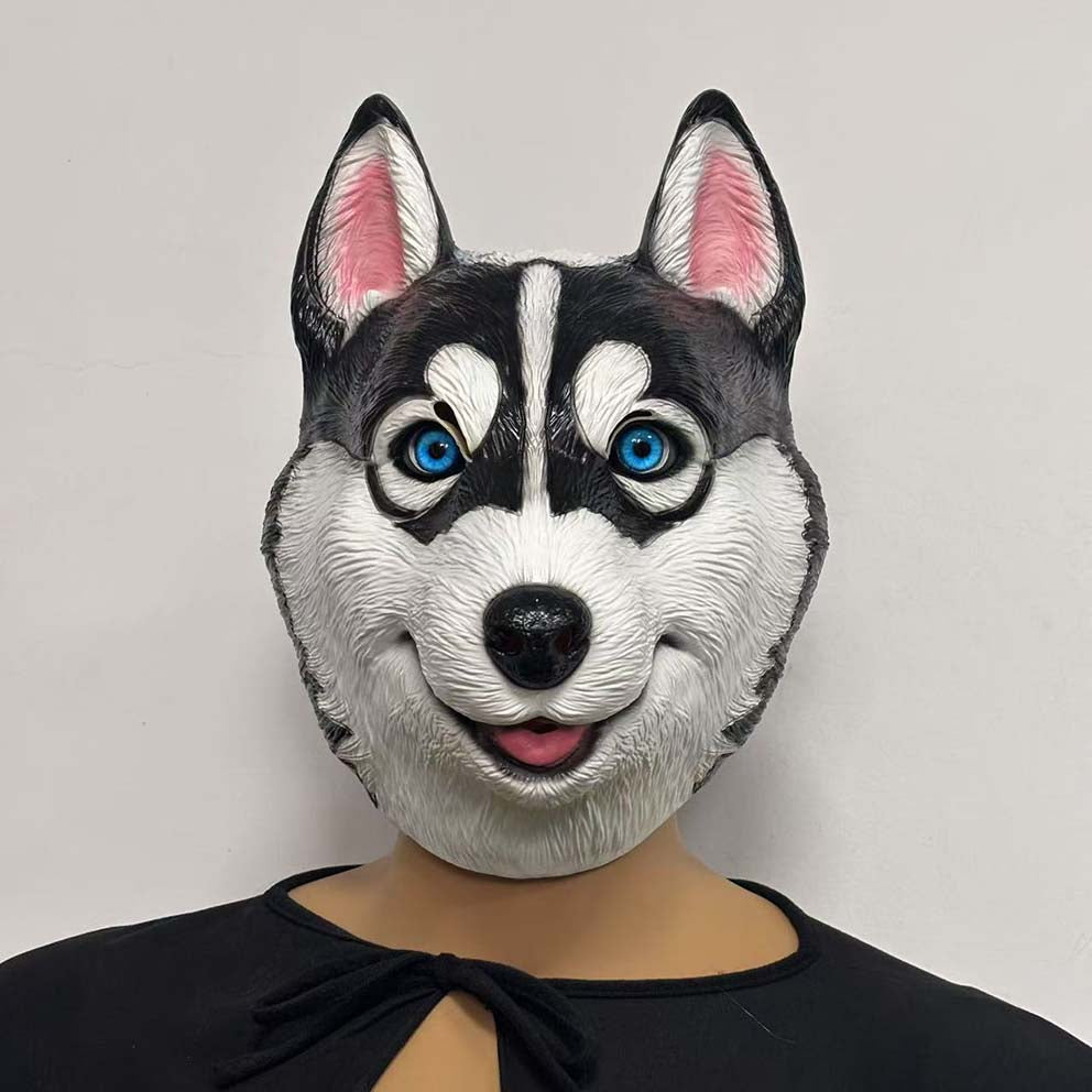 Husky Dog Head Halloween Cosplay Mask Soft Latex Helmet Masks Props