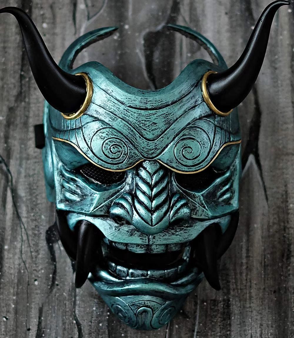 Rote Prajna Cosplay-Gesichtsmaske, japanischer Dämon-Samurai, Halloween-Ball, Performance-Requisiten