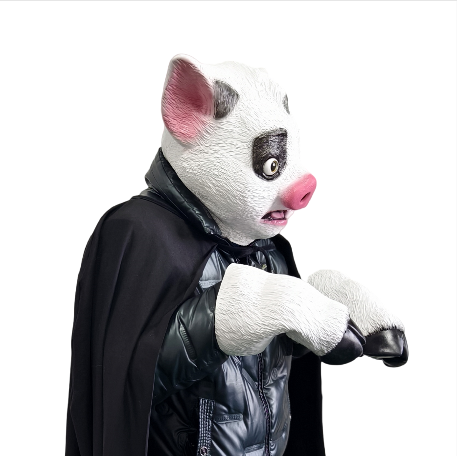 Masquerade Halloween Fancy Moana Pig Head Latex Mask Carnival Party Props Whole Set