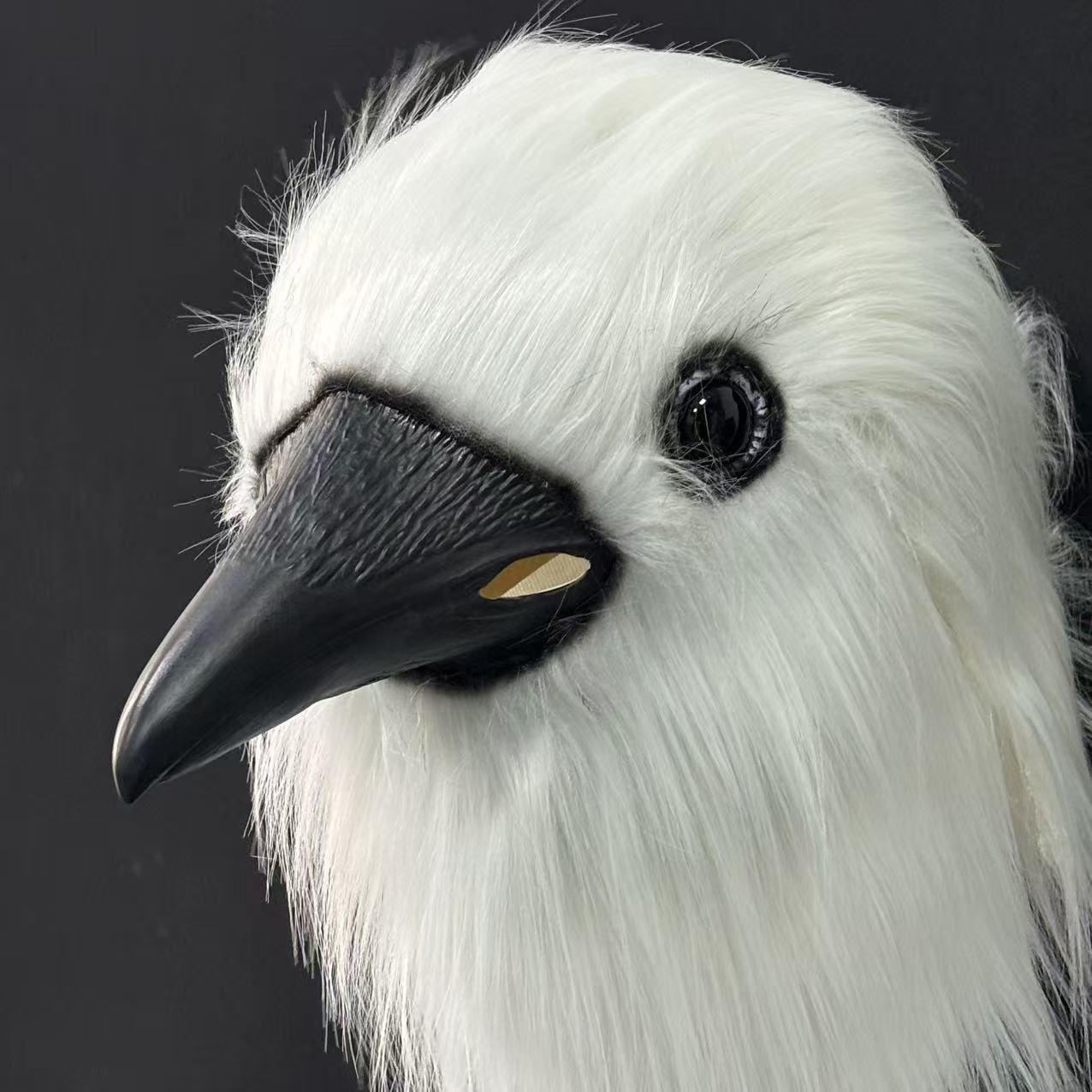 Halloween White Crow Head Latex Mask Cosplay Costume Props