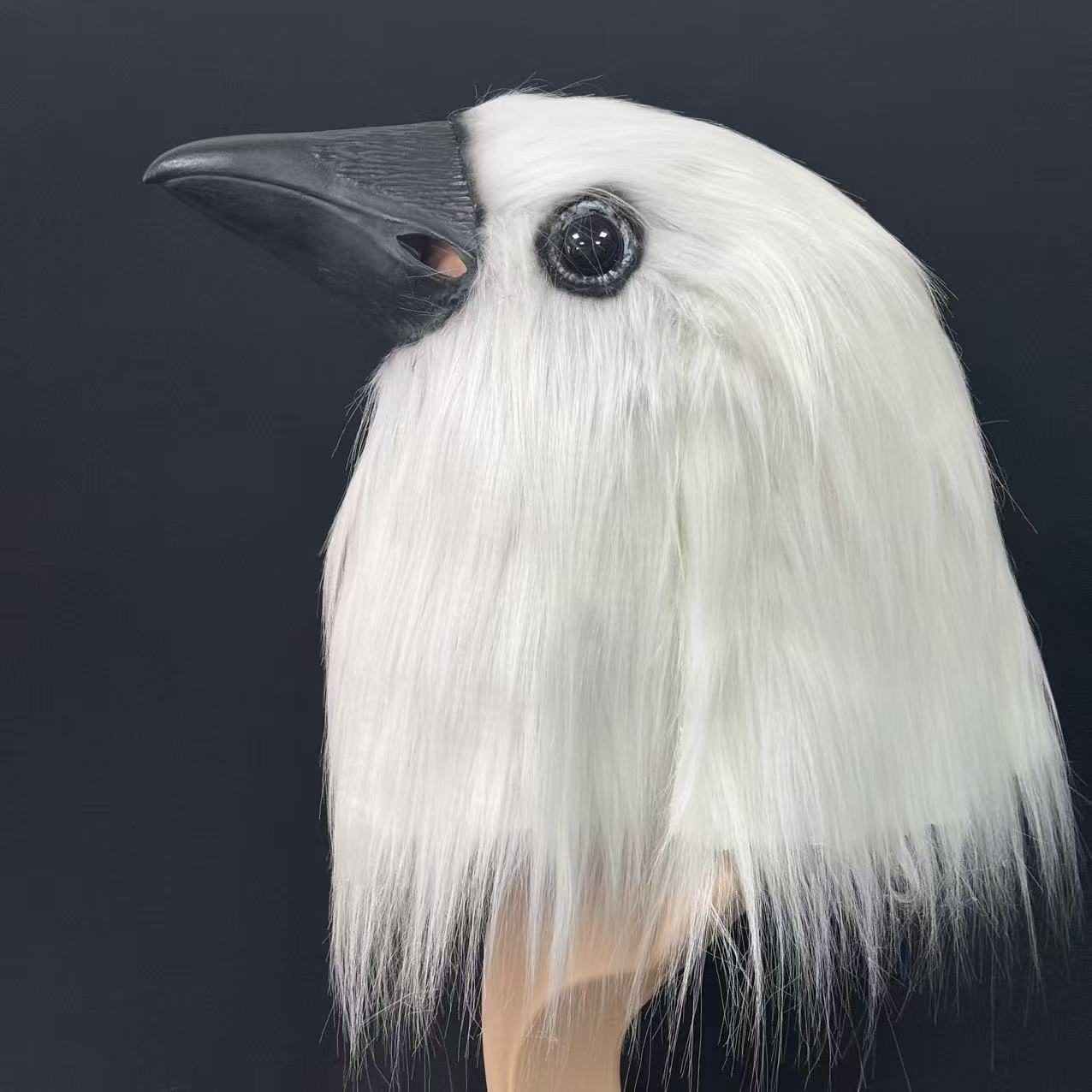 Halloween White Crow Head Latex Mask Cosplay Costume Props