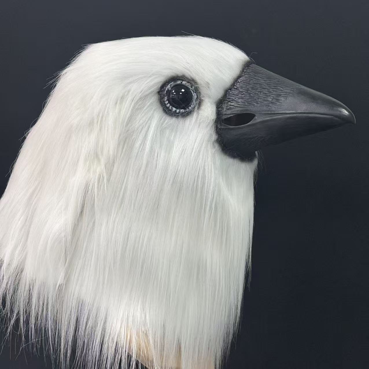 Halloween White Crow Head Latex Mask Cosplay Costume Props