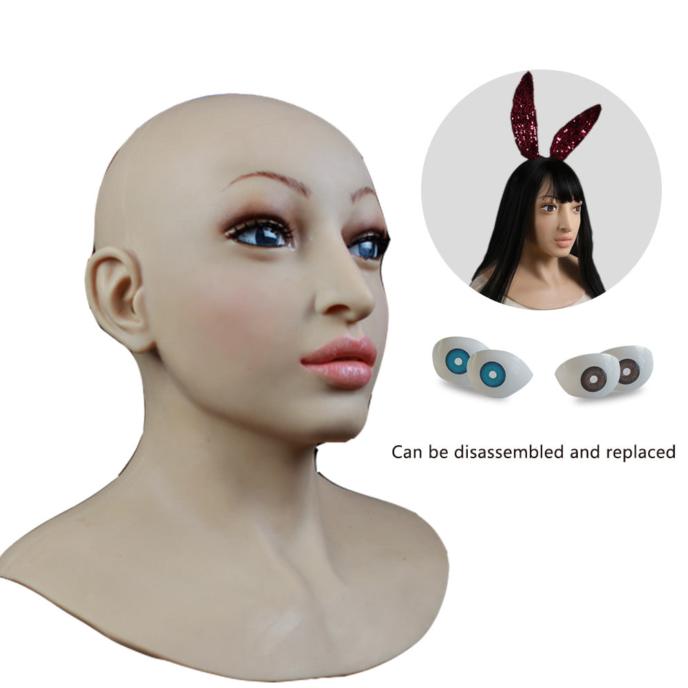 Premium Silicone Realistic Female Beauty Face Costume Mask For Women