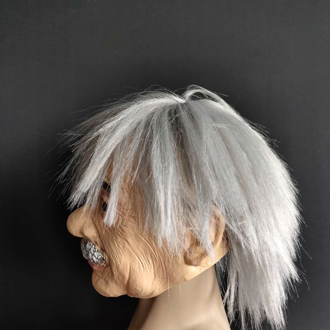 Alter Mann Halloween Latexmaske mit Haaren Vollkopf Cosplay Requisiten
