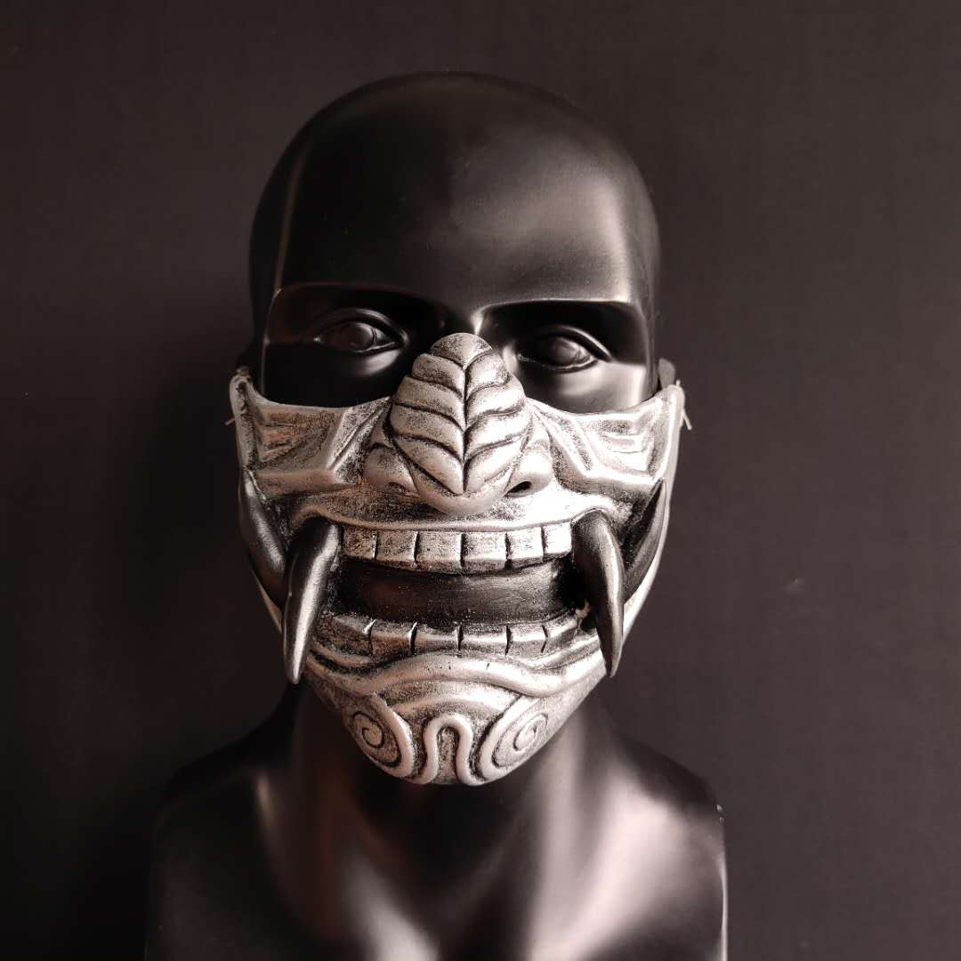Rote Prajna Cosplay-Gesichtsmaske, japanischer Dämon-Samurai, Halloween-Ball, Performance-Requisiten
