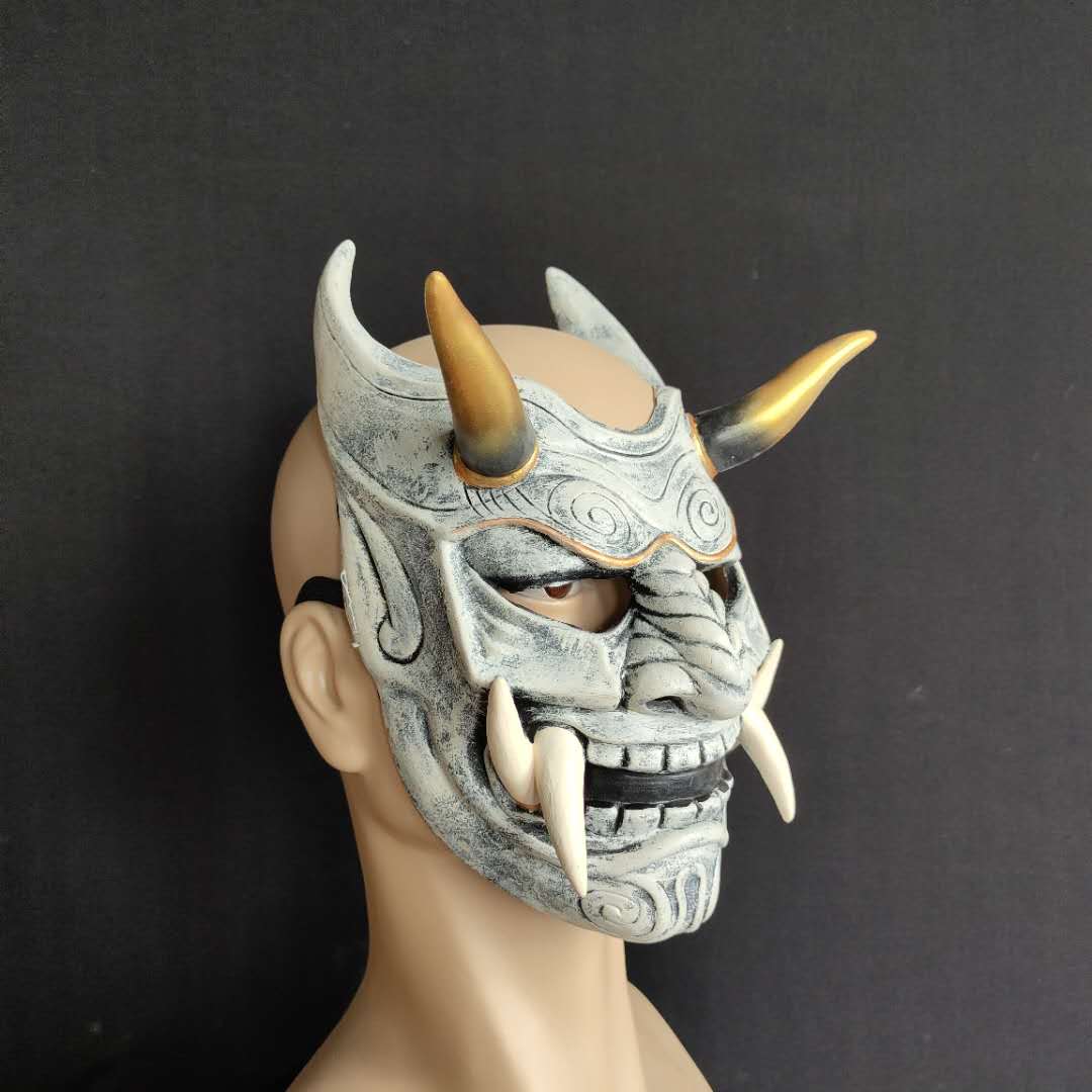 Rote Prajna Cosplay-Gesichtsmaske, japanischer Dämon-Samurai, Halloween-Ball, Performance-Requisiten