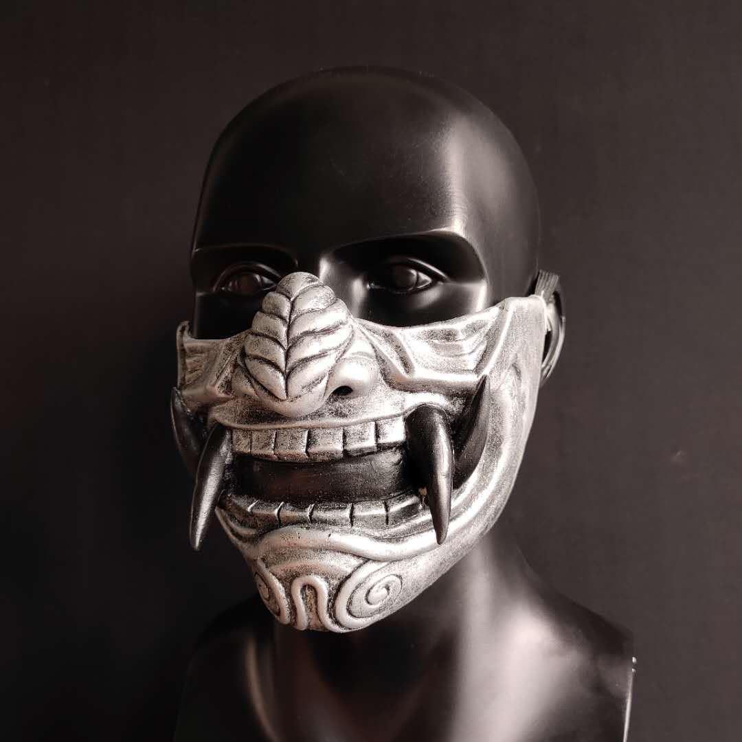 Rote Prajna Cosplay-Gesichtsmaske, japanischer Dämon-Samurai, Halloween-Ball, Performance-Requisiten