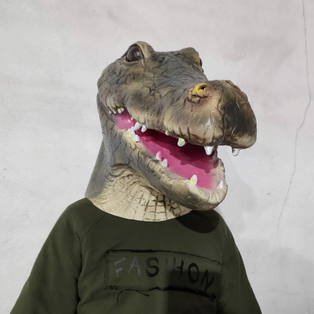 Masque tête de Crocodile en Latex, accessoires de jeu de rôle d'halloween, Costumes de Cosplay