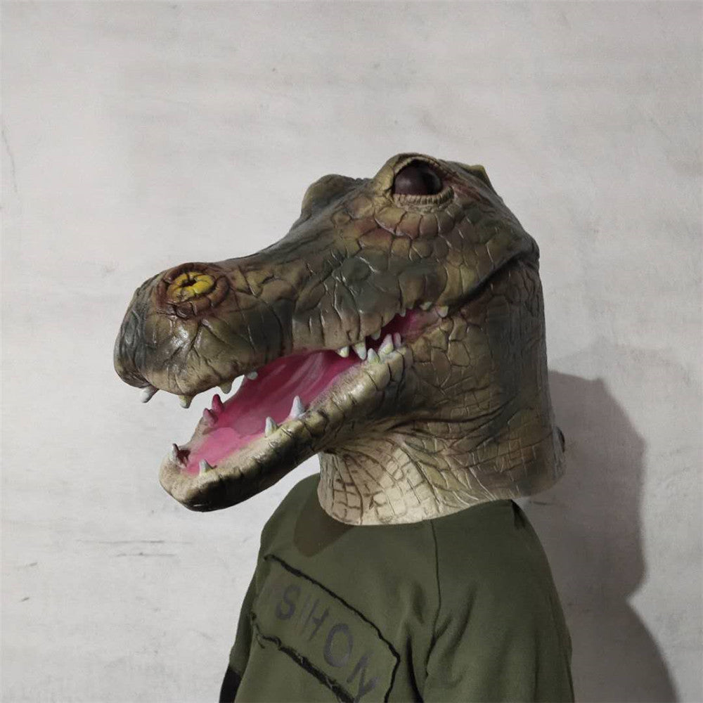 Masque tête de Crocodile en Latex, accessoires de jeu de rôle d'halloween, Costumes de Cosplay
