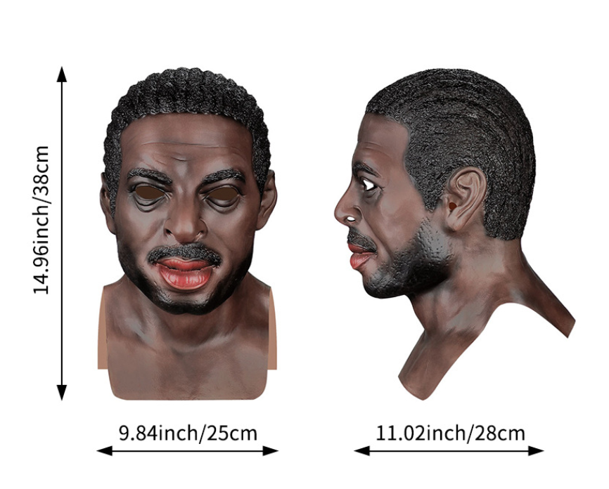 Realistic Black Man Latex Mask Full Head Male Mask Human Face Disguise Mask for Halloween Cosplay