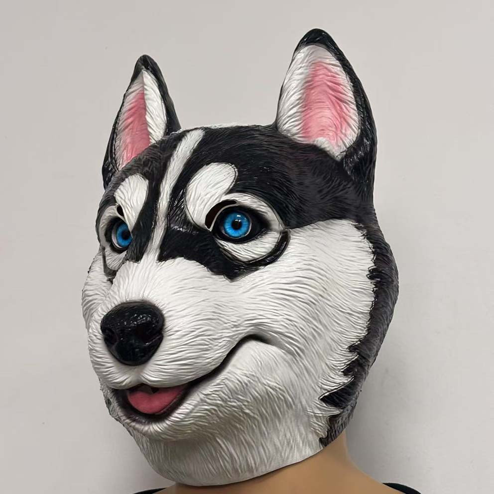 Husky Dog Head Halloween Cosplay Mask Soft Latex Helmet Masks Props