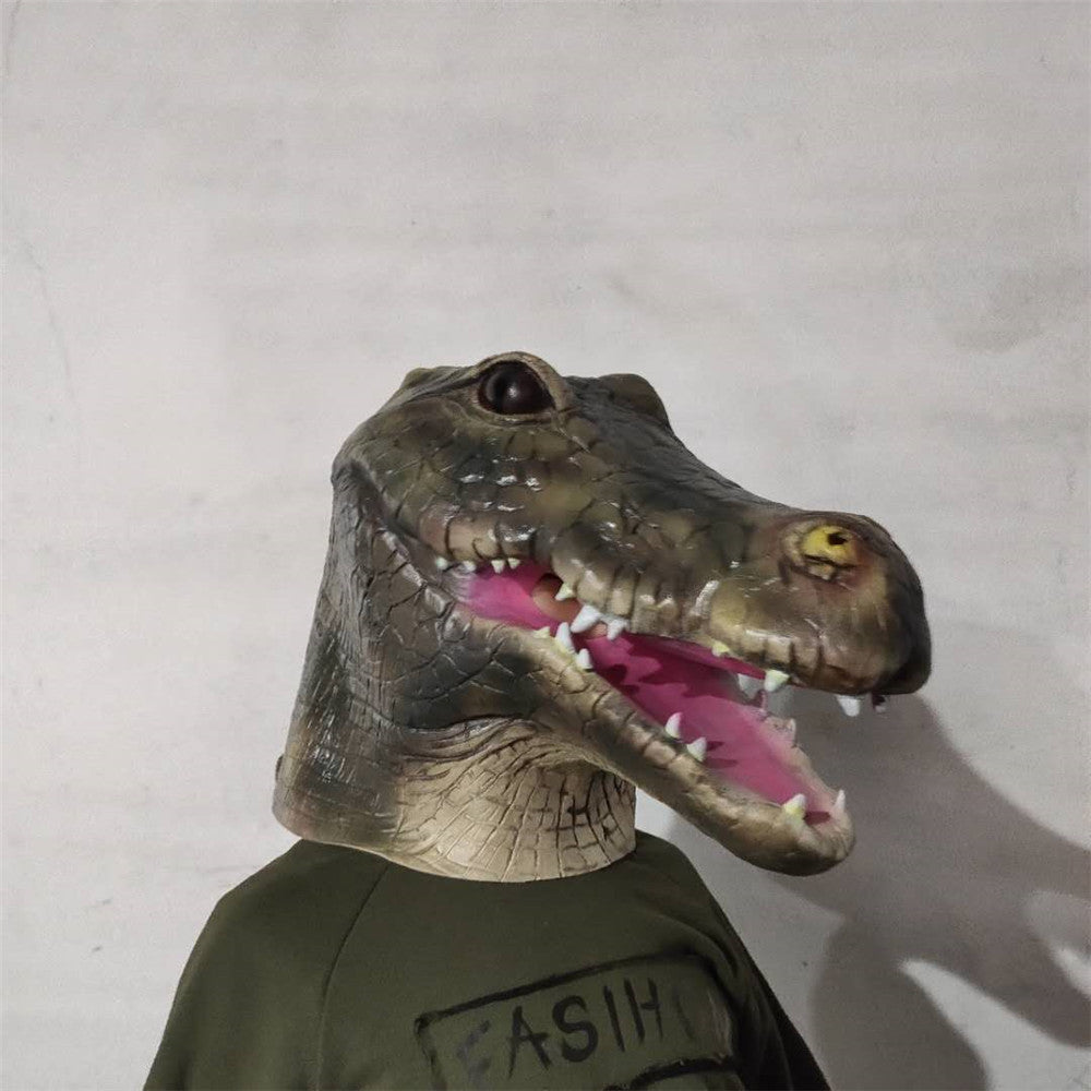 Masque tête de Crocodile en Latex, accessoires de jeu de rôle d'halloween, Costumes de Cosplay