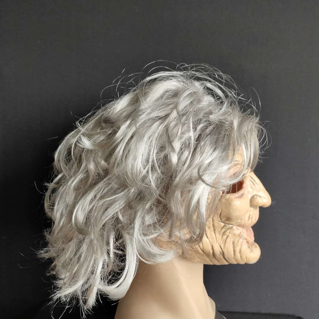 Alte Frau Halloween Latex Maske mit Haaren Voller Kopf Cosplay Requisiten