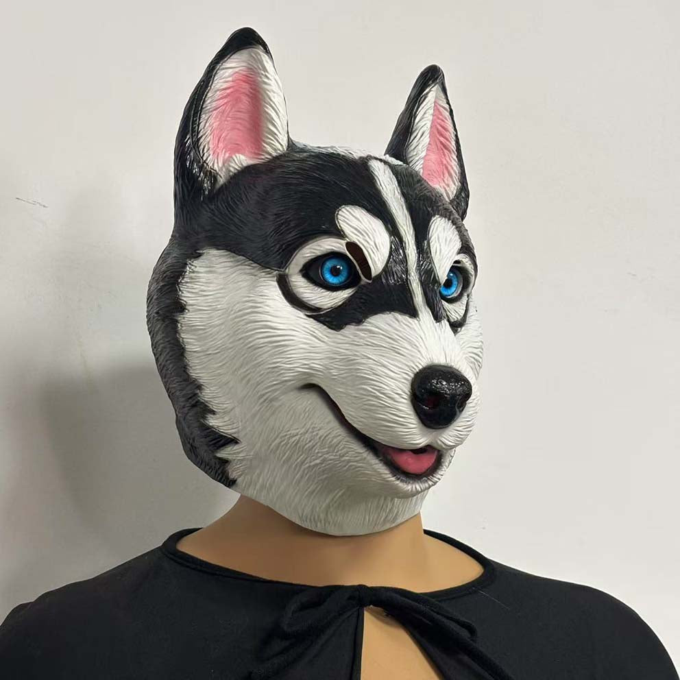 Husky Dog Head Halloween Cosplay Mask Soft Latex Helmet Masks Props