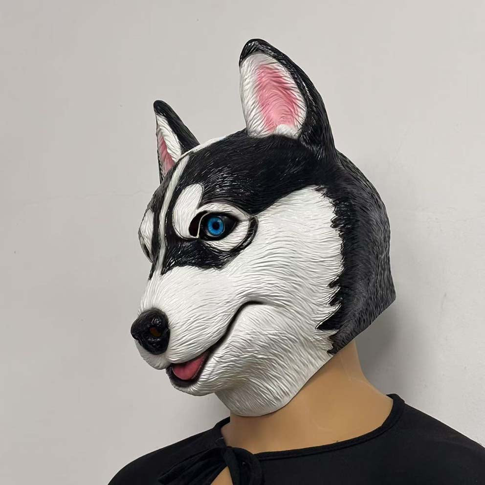 Husky Dog Head Halloween Cosplay Mask Soft Latex Helmet Masks Props