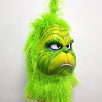The Green Grinch Xmas Latex Mask Christmas Cosplay Furry Fur Party Costume