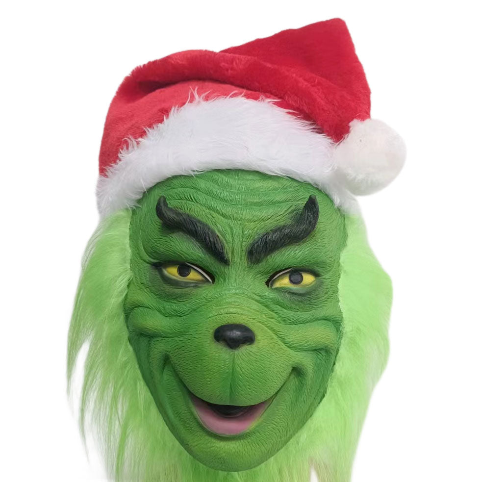 The Grinch Mask  Full Head Latex Xmas Christmas Cosplay Costume with hat