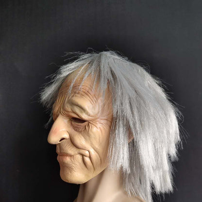 Old Man Halloween Latex Mask with hair Full Head Cosplay Props NEW