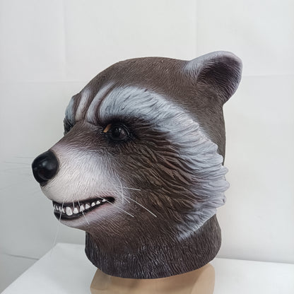 Plush Rocket Deluxe Raccoon Cosplay Full Head Latex  Mask