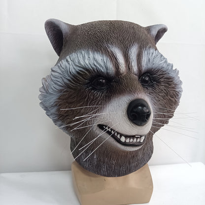 Plush Rocket Deluxe Raccoon Cosplay Full Head Latex  Mask