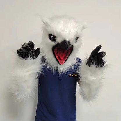 Deluxe Latex Animal Mask Adult Owl Bear with hair & claws