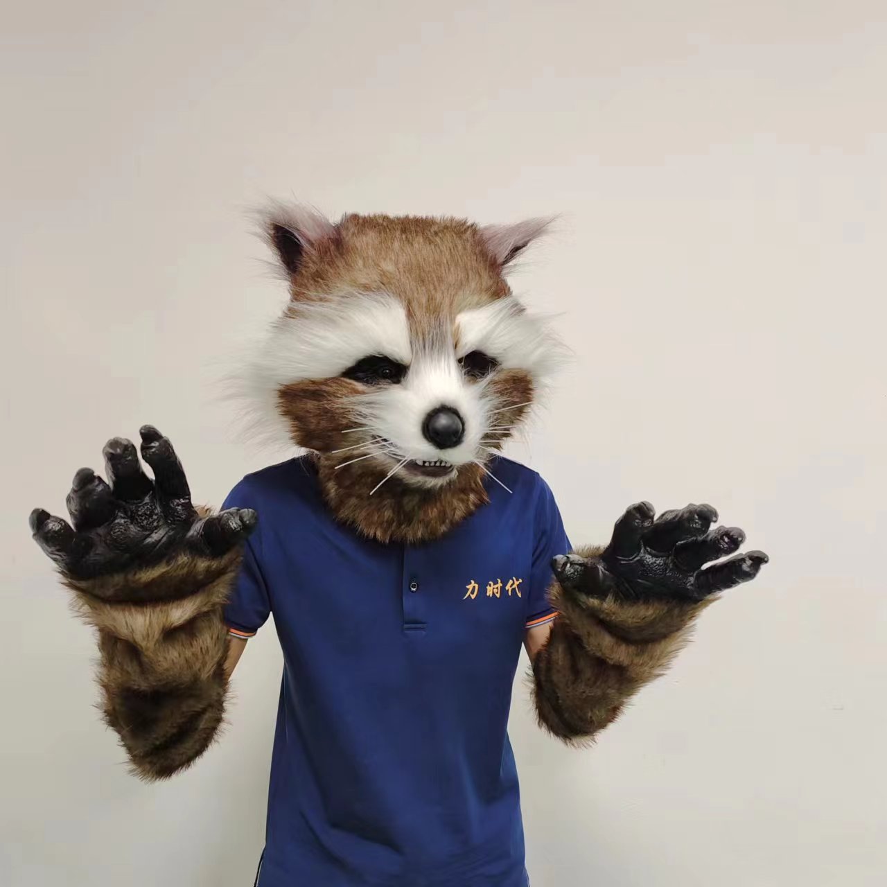 Plush Rocket Deluxe Raccoon Cosplay Full Head Mask full set