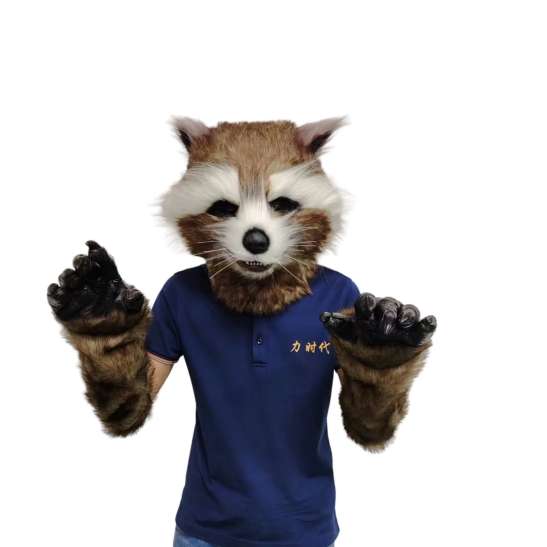 Plush Rocket Deluxe Raccoon Cosplay Full Head Mask full set