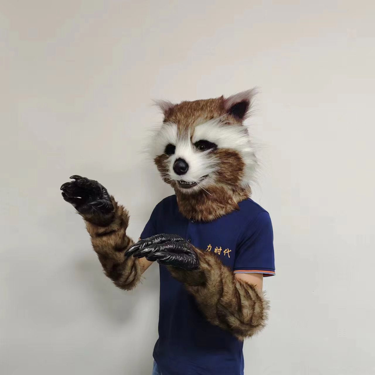 Plush Rocket Deluxe Raccoon Cosplay Full Head Mask with full set claws