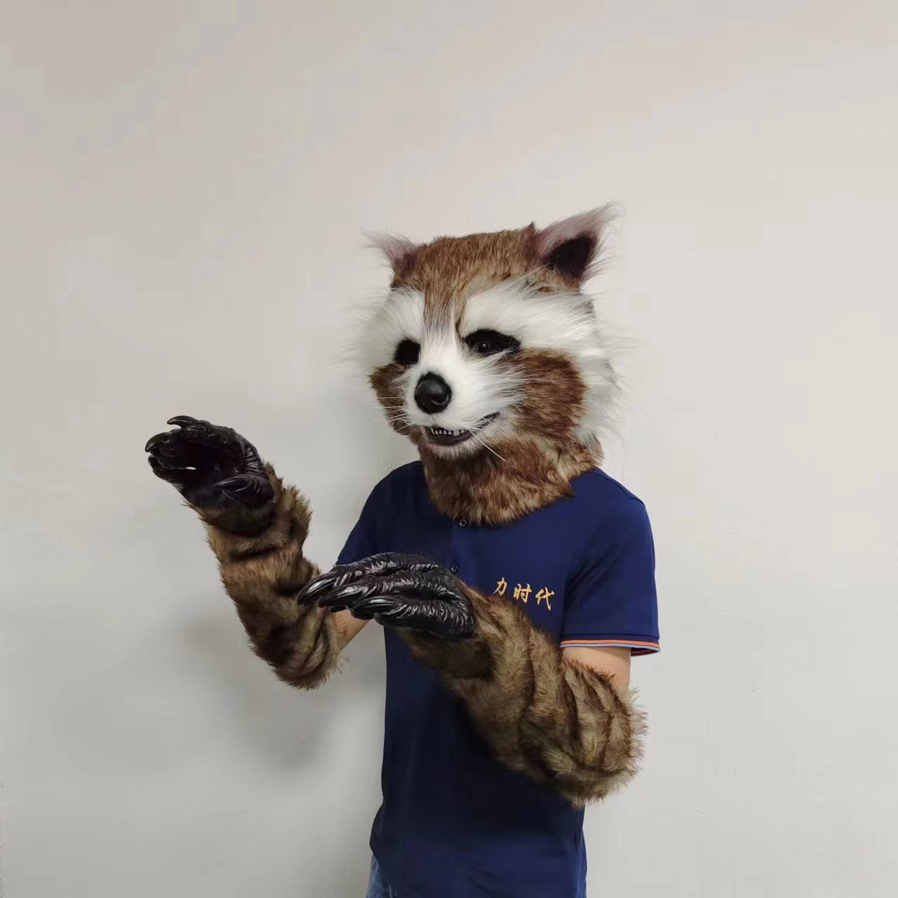 Plush Rocket Deluxe Raccoon Cosplay Full Head Mask full set