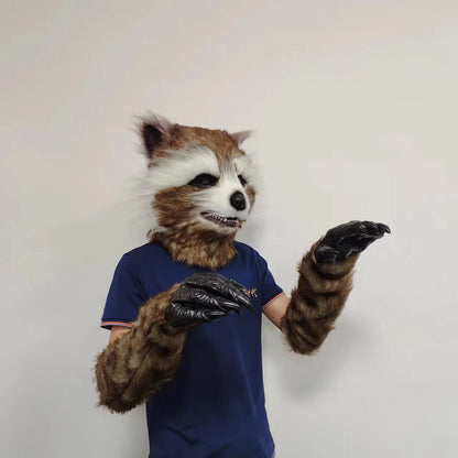 Plush Rocket Deluxe Raccoon Cosplay Full Head Mask full set