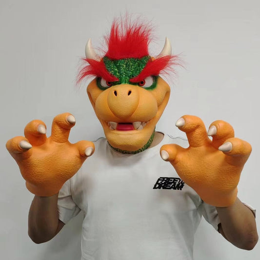 Bowser Costume Latex Mask Set With Matching Claws Halloween Party Dress Up Prop
