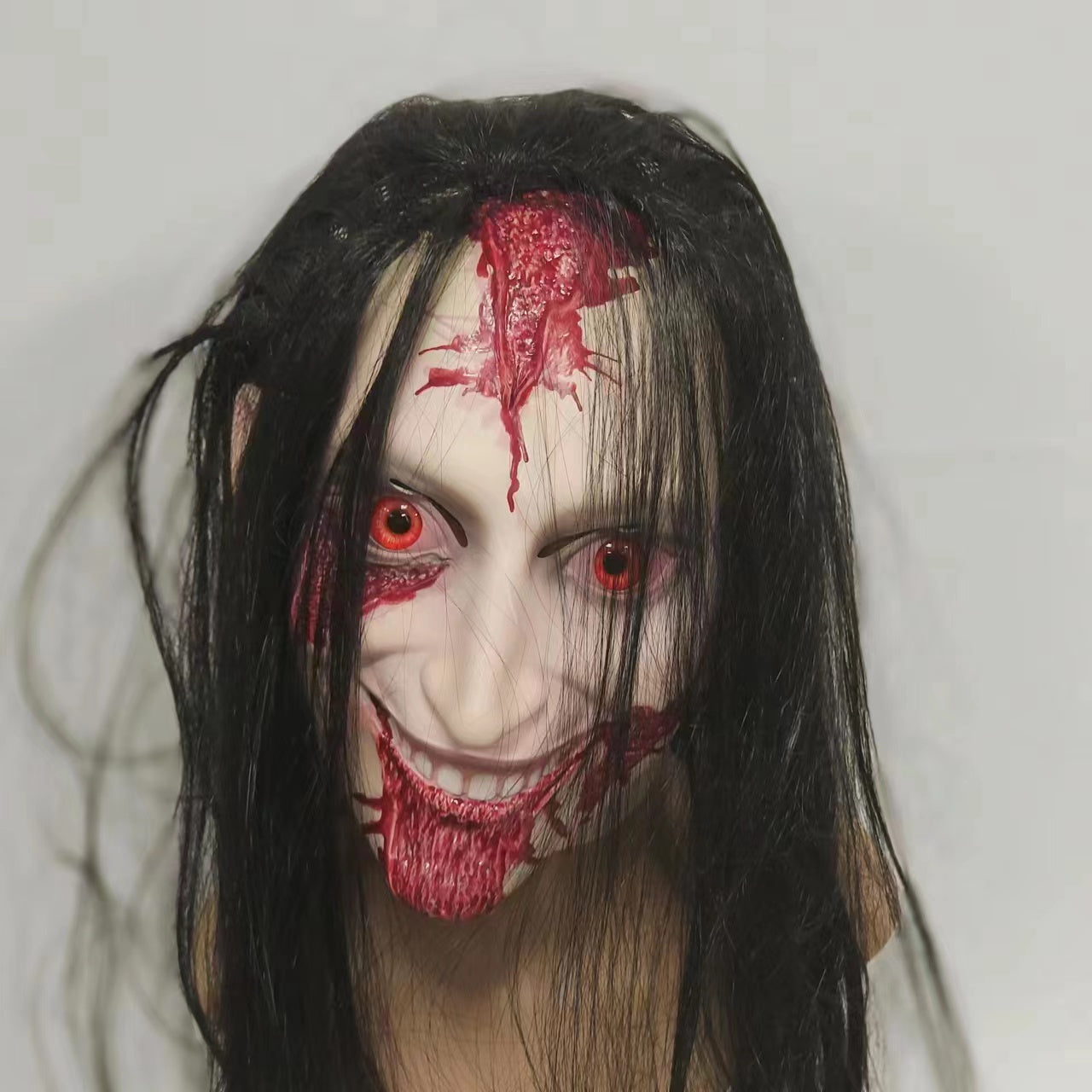 Halloween Latex Mask Horror Long Hair Full Head Cosplay Props