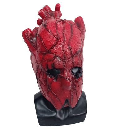 Red Heart Latex  Mask Halloween Scare Full Head Costumes