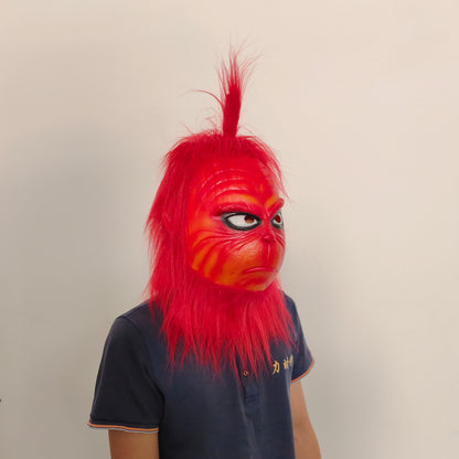 The Red Grinch Xmas Latex Mask Christmas Cosplay Furry Fur Party Costume