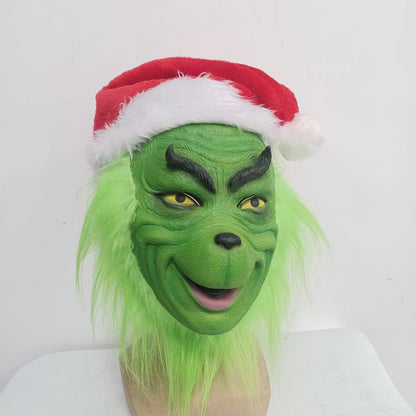 The Grinch Mask  Full Head Latex Xmas Christmas Cosplay Costume with hat