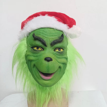 The Grinch Mask  Full Head Latex Xmas Christmas Cosplay Costume with hat
