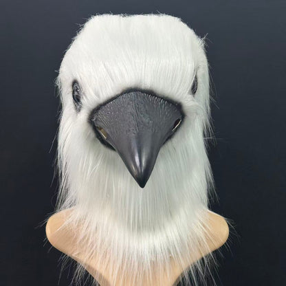 Halloween White Crow Head Latex Mask Cosplay Costume Props