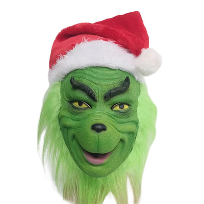 The Grinch Mask  Full Head Latex Xmas Christmas Cosplay Costume with hat