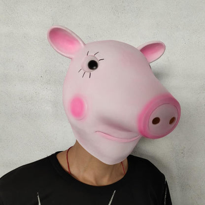 Masquerade Halloween Latex Pink Peppa Pig Mask Prank Party Cosplay Costume Props