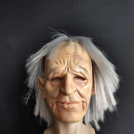 Old Man Halloween Latex Mask with hair Full Head Cosplay Props NEW