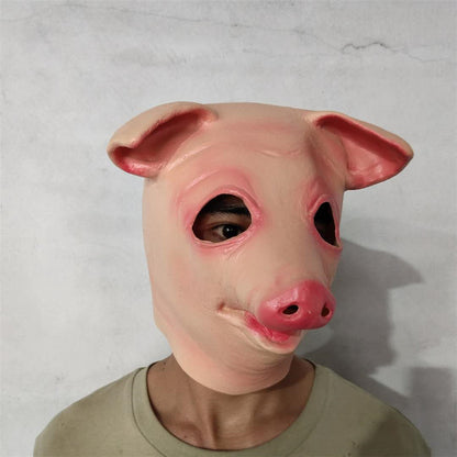 Die Schweinemaske mit den großen Augen aus Latex, Halloween-Vollkopf-Party-Requisiten