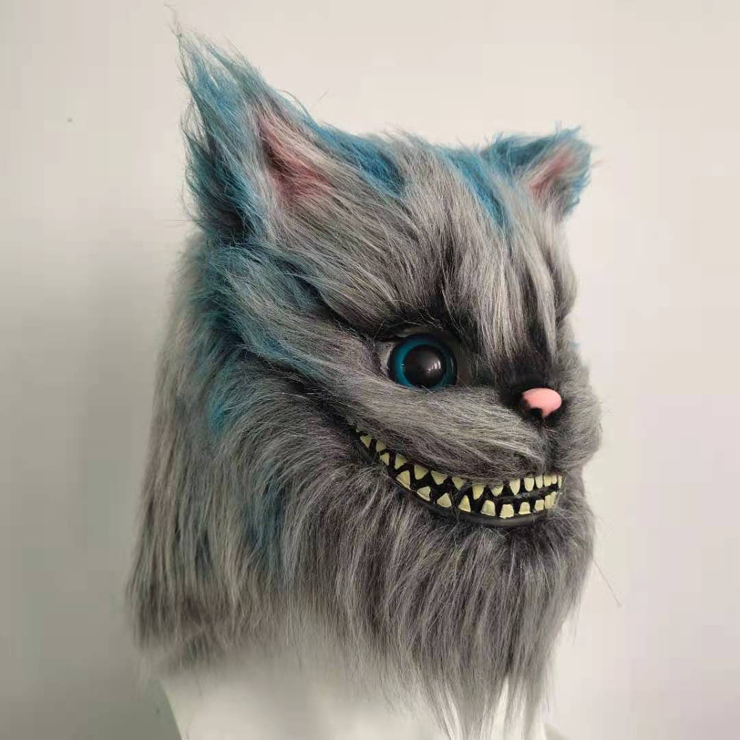 Animal Cat Head Halloween Mask Latex Costume Full Headgear Cosplay Roleplay Props