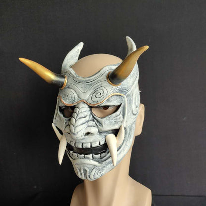 Red Prajna cosplay face mask Japanese Demon Samurai Halloween ball Performance Props