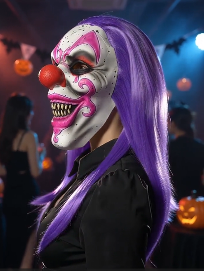 Scary Evil Clown Latex Full Head Mask with Purple Hair Horror Creepy Clown Mask for Halloween Cosplay Costume Party (Copy)
