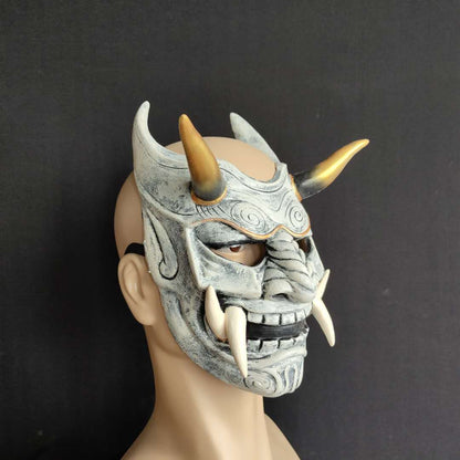 Red Prajna cosplay face mask Japanese Demon Samurai Halloween ball Performance Props