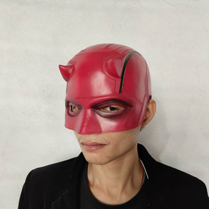 Daredevil Matt Murdock Cosplay Latex Mask Red Helmet Mens Halloween Props