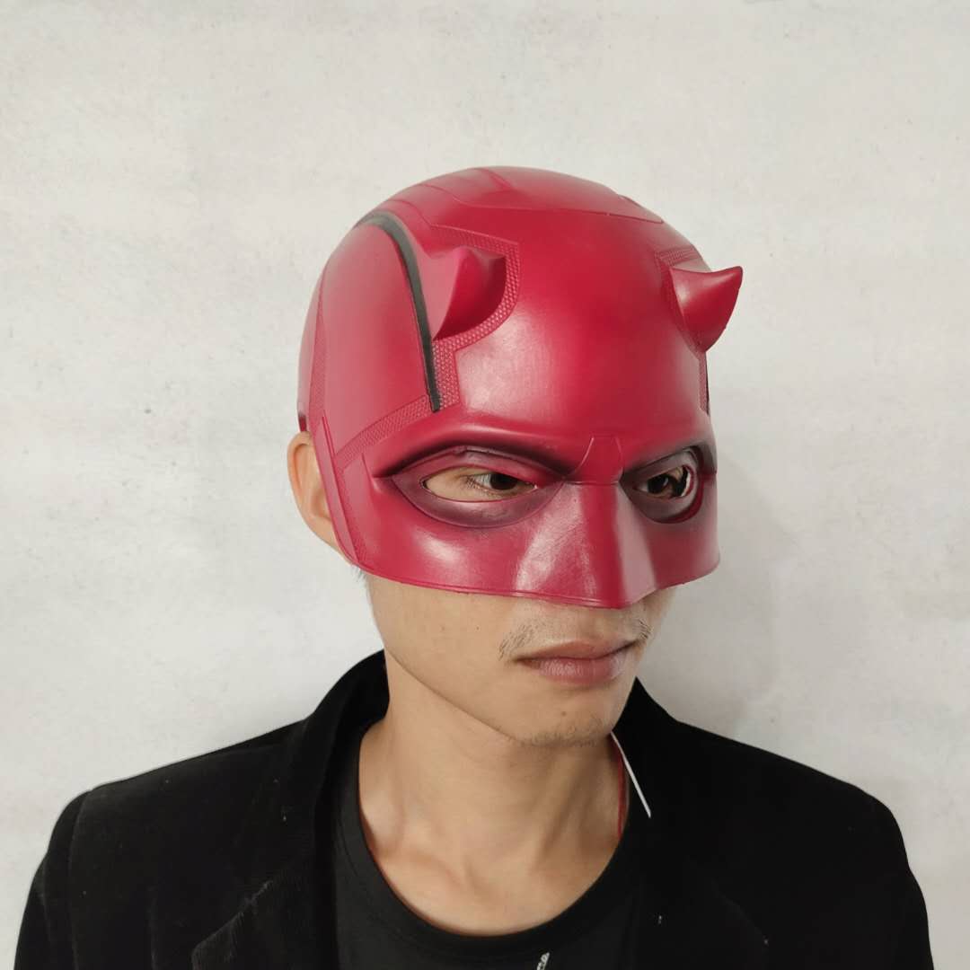 Daredevil Matt Murdock Cosplay Latex Mask Red Helmet Mens Halloween Props