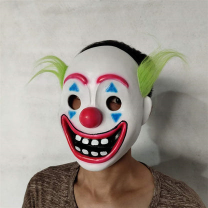 Green Hair Clown Halloween latex Face Mask Cosplay Props