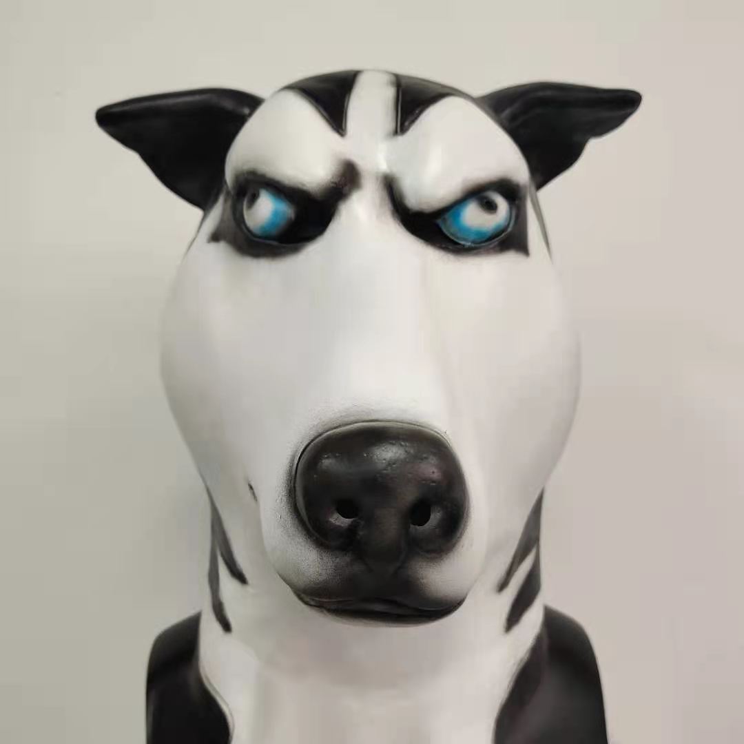 Husky Dog Adult Latex Costume Full Head Mask