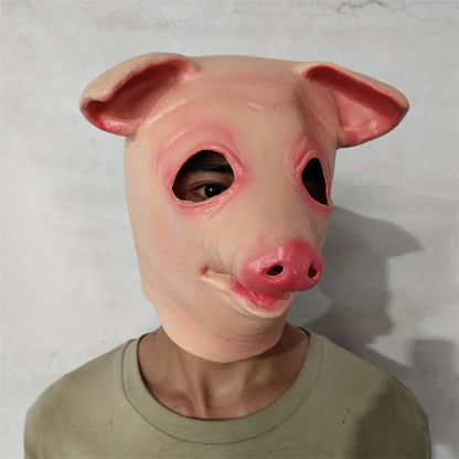 Die Schweinemaske mit den großen Augen aus Latex, Halloween-Vollkopf-Party-Requisiten